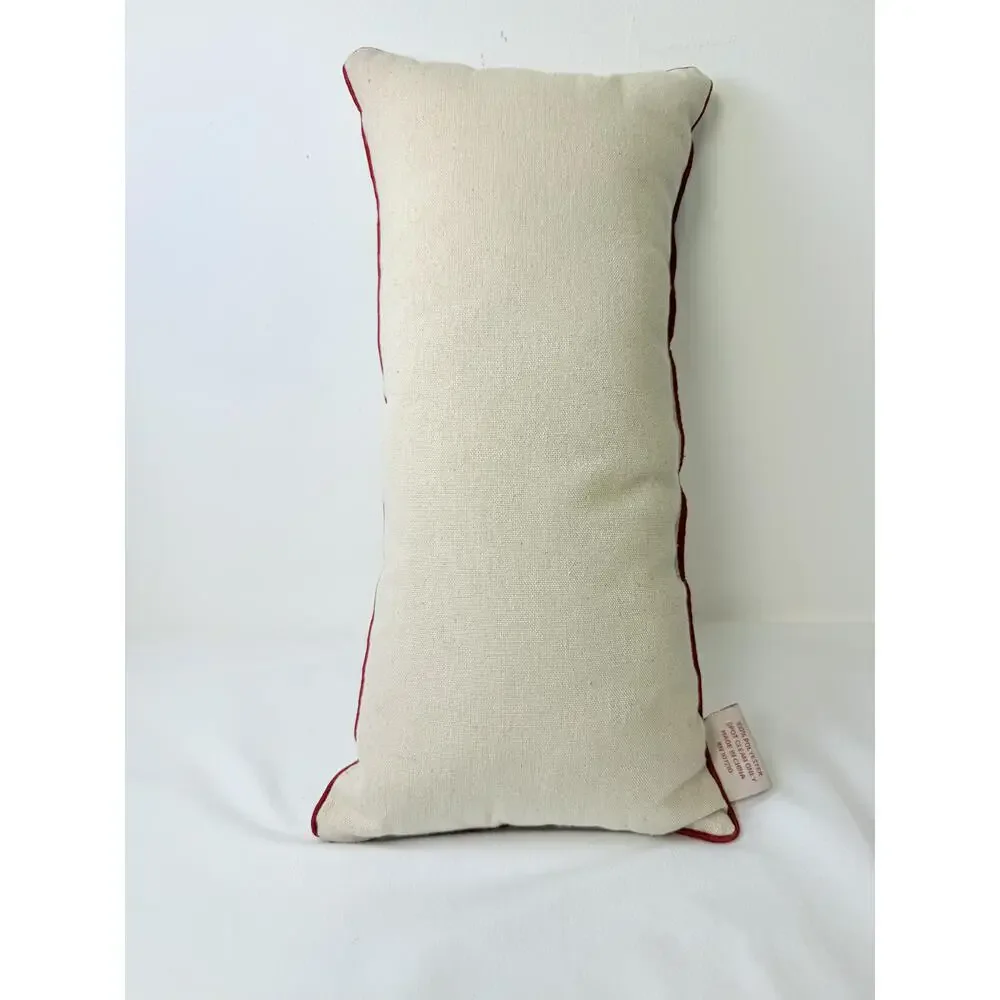 Stratford Home Off-white Embroidered Peace Joy Christmas Pillow 16.5x8